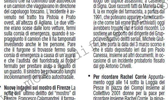 <b>18 Marzo 2005 Stampa: L’Unità – Nuove indagini sul mostro di Firenze</b>