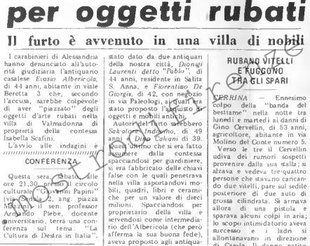 <b>16 Febbraio 1974 Stampa: Il Monferrato – Antiquario nei guai per oggetti rubati</b>