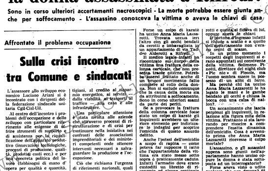 <b>5 Ottobre 1980 Stampa: L’Unità – Un colpo di karatè ha ucciso la donna assassinata a Rifredi?</b>