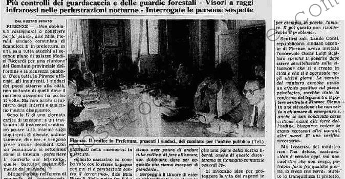 <b>14 Settembre 1985 Stampa: La Stampa – Vertice di sindaci a Firenze “nessuna resa al maniaco”</b>