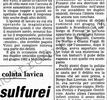 <b>4 Maggio 1983 Stampa: Corriere della Sera – I dieci fidanzati uccisi. Sospetti su un medico</b>
