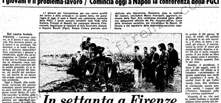 <b>14 Novembre 1980 Stampa: L’Unità – In settanta a Firenze hanno scelto la terra</b>
