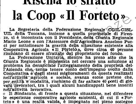 <b>4 Aprile 1980 Stampa: L’Unità – Rischia lo sfratto la Coop “Il Forteto”</b>