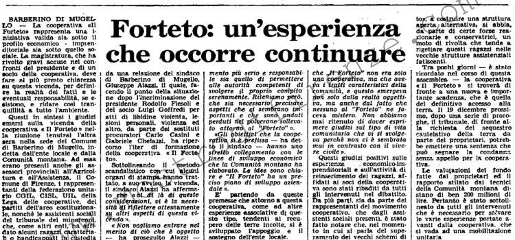 <b>9 Dicembre 1978 Stampa: L’Unità – Forteto: un’esperienza che occorre continuare</b>