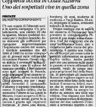 <b>30 Settembre 1991 Stampa: La Stampa – Una pista francese sul mostro</b>