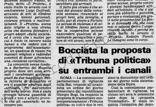 <b>1 Dicembre 1978 Stampa: Stampa Sera – Arrestato il profeta d’una setta di sadici</b>