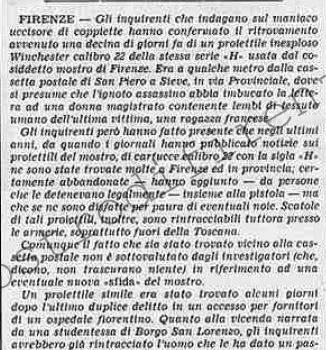 <b>21 Ottobre 1985 Stampa: Stampa Sera – Il mostro si diverte a disseminare indizi?</b>