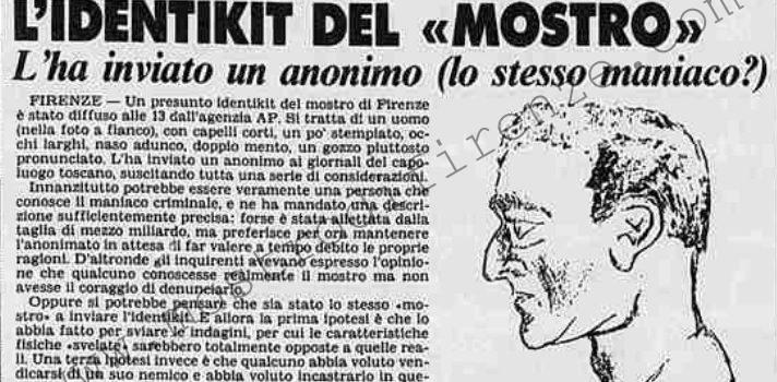 <b>21 Settembre 1985 Stampa: Stampa Sera – L’identikit del “mostro”</b>