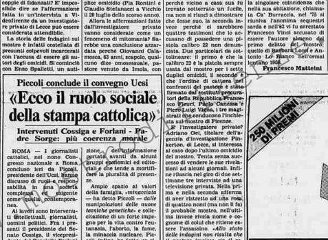 <b>25 Marzo 1985 Stampa: Stampa Sera – “So chi è il mostro di Firenze” afferma investigatore privato</b>