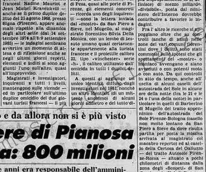 <b>30 Settembre 1985 Stampa: Stampa Sera – Una sosta alla caccia del mostro di Firenze</b>