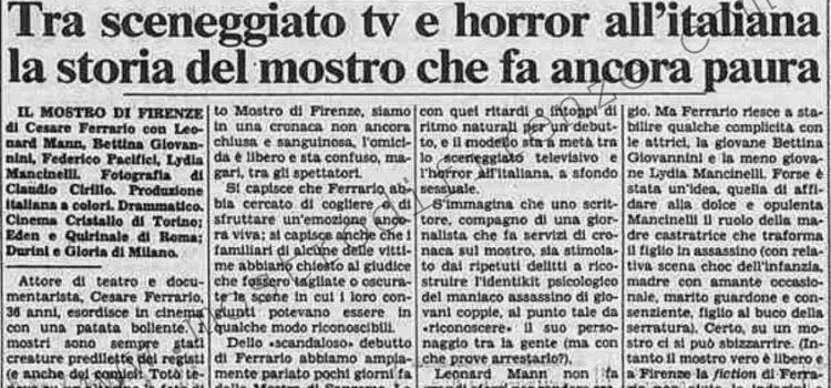 <b>12 Aprile 1986 Stampa: La Stampa – Tra sceneggiato tv e horror all’italiana la storia del mostro che fa ancora paura</b>