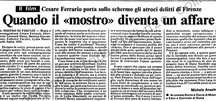 <b>15 Aprile 1986 Stampa: L’Unità – Quando il “mostro” diventa un affare</b>