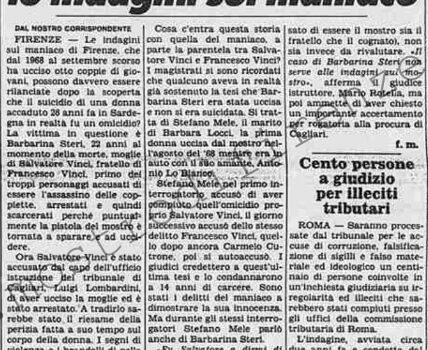 <b>15 Giugno 1986 Stampa: La Stampa – Vecchio delitto rilancia le indagini sul maniaco</b>
