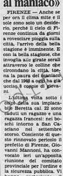 <b>19 Aprile 1986 Stampa: La Stampa – Il prefetto di Firenze “Attenzione al maniaco”</b>