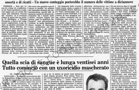 <b>1 Dicembre 1987 Stampa: Corriere della Sera – Spunta un “mostro” a più teste – Quella scia di sangue è lunga 26 anni Tutto cominciò con un uxoricidio mascherato</b>