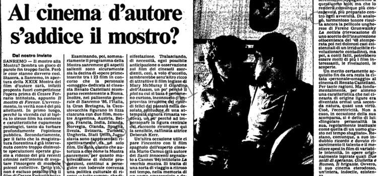 <b>21 Marzo 1986 Stampa: L’Unità – Al cinema d’autore s’addice il mostro?</b>
