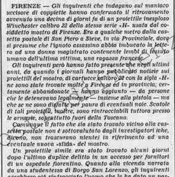 <b>21 Ottobre 1985 Stampa: La Stampa – Il “mostro” si diverte a disseminare indizi?</b>