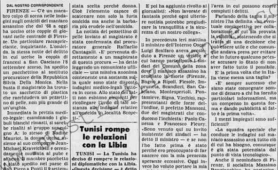 <b>27 Settembre 1985 Stampa: La Stampa – In una busta inviata ai giudici la “sfida” del folle di Firenze</b>