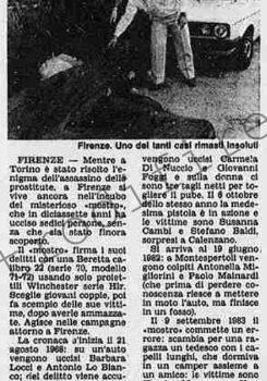 <b>28 Agosto 1986 Stampa: Stampa Sera – Sul “mostro” di Firenze ancora mistero</b>