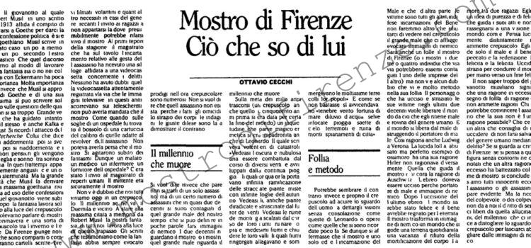 <b>26 Aprile 1987 Stampa: L’Unità – Mostro di Firenze Ciò che so di lui</b>