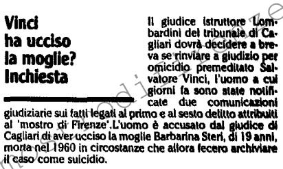 <b>30 Novembre 1987 Stampa: L’Unità – Vinci ha ucciso la moglie? Inchiesta</b>