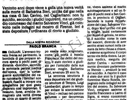 <b>12 Dicembre 1987 Stampa: L’Unità – Non fu un suicidio l’assassinò il marito</b>