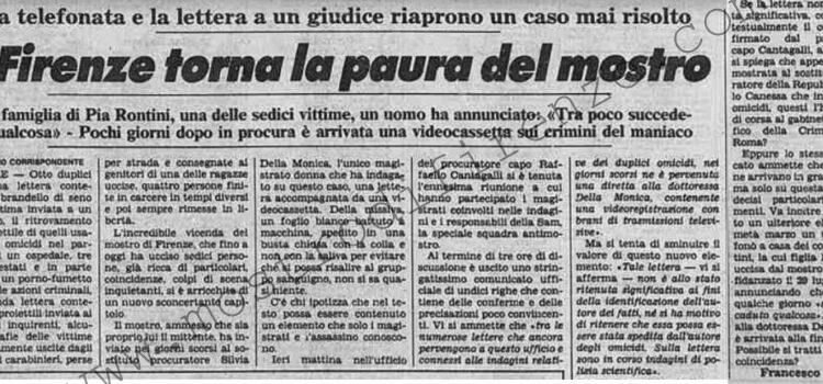 <b>14 Aprile 1987 Stampa: La Stampa – A Firenze torna la paura del mostro</b>