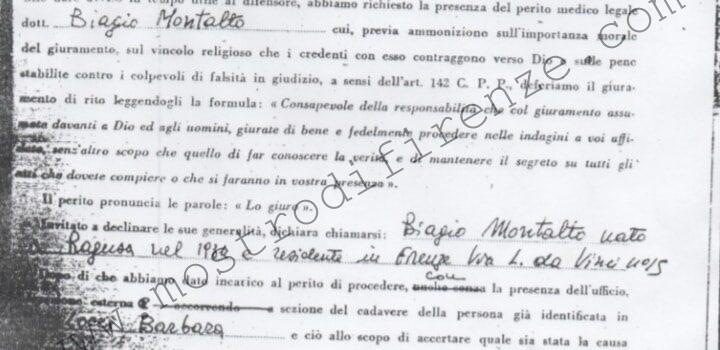<b>23 Agosto 1968 Incarico al medico legale Biagio Montalto</b>