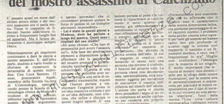<b>17 Settembre 1981 Stampa: La Città – Nuove ipotesi sulla personalità del mostro assassino di Calenzano</b>