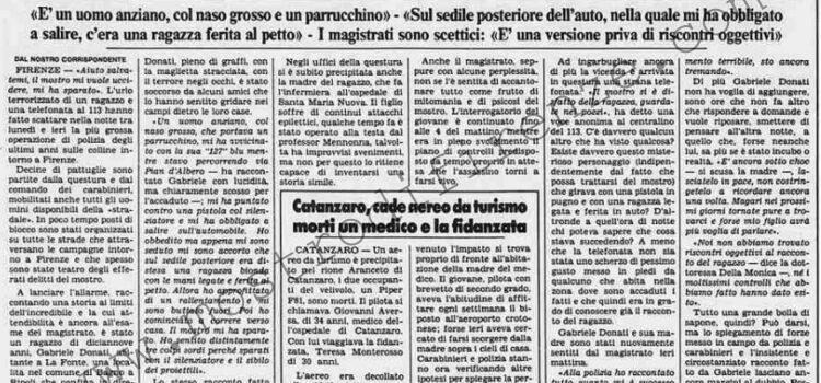 <b>18 Agosto 1987 Stampa: Stampa Sera – “Ho visto il mostro di Firenze”</b>