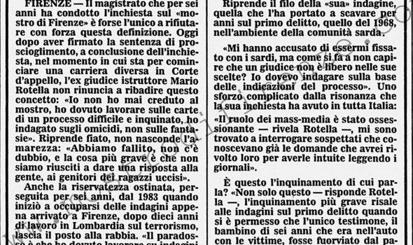 <b>15 Dicembre 1989 Stampa: Corriere della Sera – Il giudice: “Non potevo fare di più” – Il mostro di Firenze? Non esiste</b>