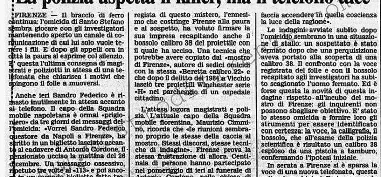 <b>30 Dicembre 1989 Stampa: Corriere della Sera – La polizia aspetta il killer, ma il telefono tace</b>