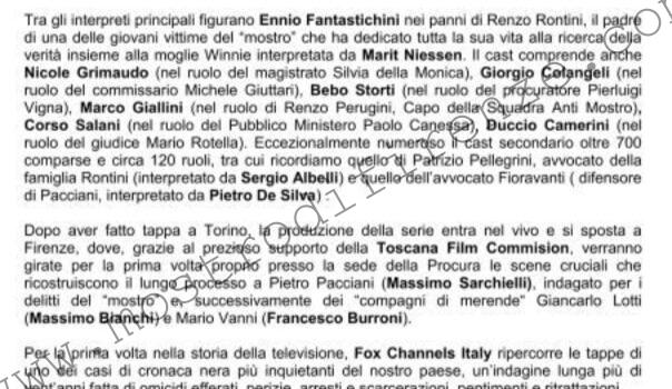 <b>21 Aprile 2009 Stampa: Fox Crime – Ripartono da Firenze le riprese della serie TV “il mostro di Firenze”</b>