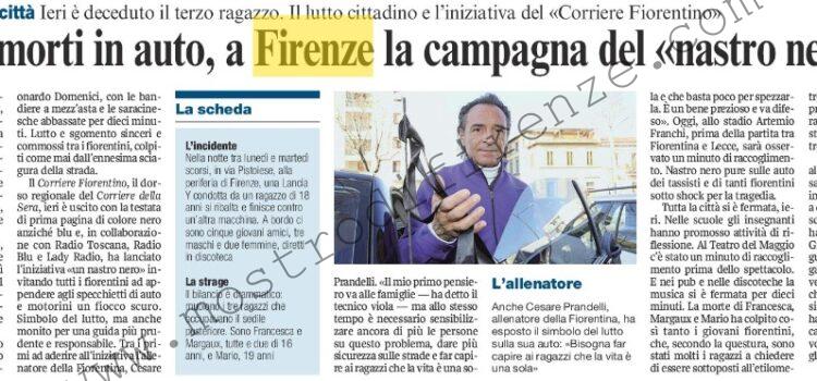 <b>11 Dicembre 2009 Stampa: Corriere della Sera – Giovani morti in auto, a Firenze la campagna del “nastro nero”</b>