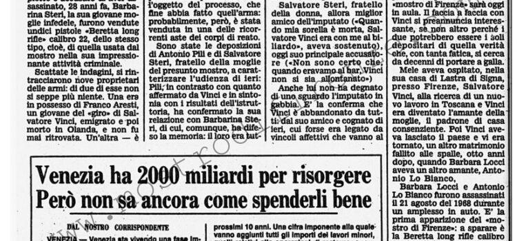 <b>14 Aprile 1988 Stampa: Corriere della Sera – Vinci: spunta un’arma sospetta</b>