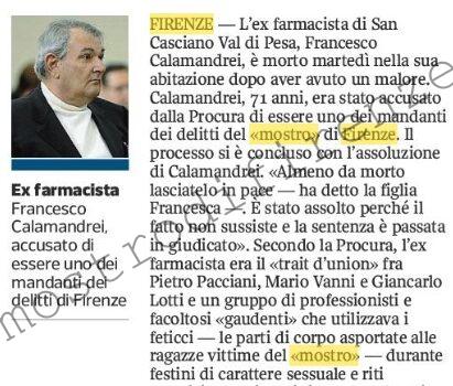 <b>3 Maggio 2012 Stampa: Corriere della Sera – Il “mostro” di Firenze Morto l’ex farmacista</b>
