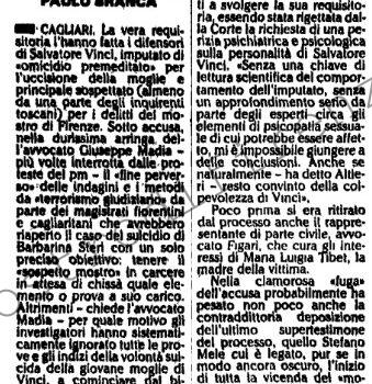 <b>19 Aprile 1988 Stampa: L’Unità – Proteste al processo contro Vinci</b>