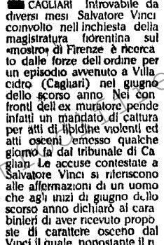 <b>12 Ottobre 1989 Stampa: L’Unità – Atti libidine Mandato di cattura per Vinci</b>