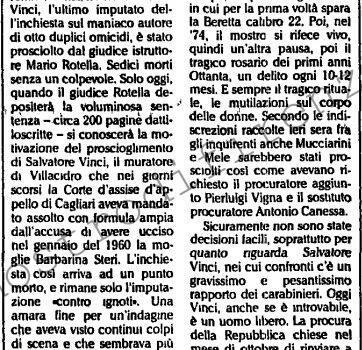<b>14 Settembre 1989 Stampa: L’Unità – Sfuma l’inchiesta Vinci, ultimo imputato, esce di scena</b>