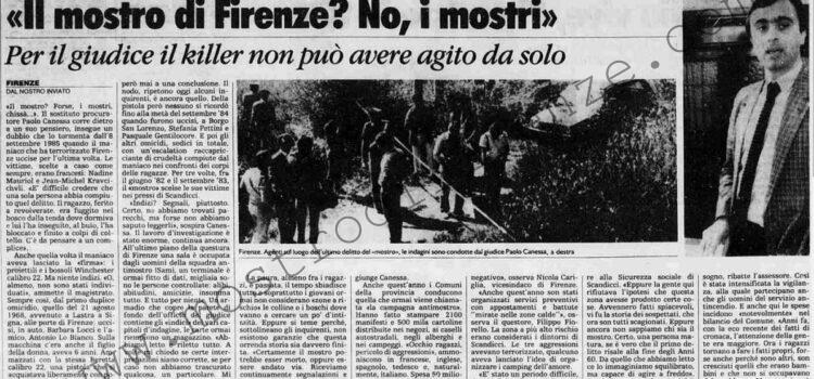 <b>10 Agosto 1989 Stampa: La Stampa – “Il mostro di Firenze? No, i mostri”</b>
