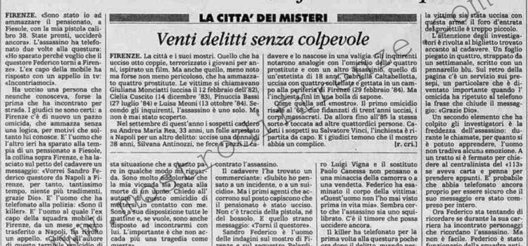 <b>28 Dicembre 1989 Stampa: La Stampa – “State pronti, ucciderò ancora”</b>