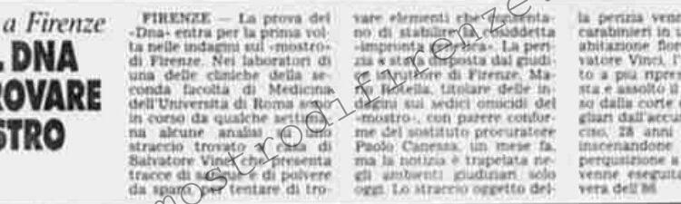 <b>10 Giugno 1988 Stampa: Stampa Sera – Con il DNA per trovare il mostro</b>
