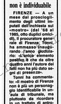 <b>13 Gennaio 1990 Stampa: Corriere della Sera – Firenze: il “mostro” non è individuabile</b>