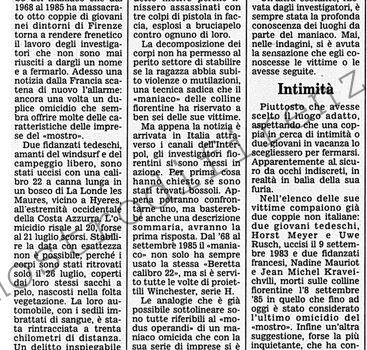 <b>30 Settembre 1991 Stampa: Corriere della Sera – Il mostro di Firenze è in Costa Azzurra?</b>