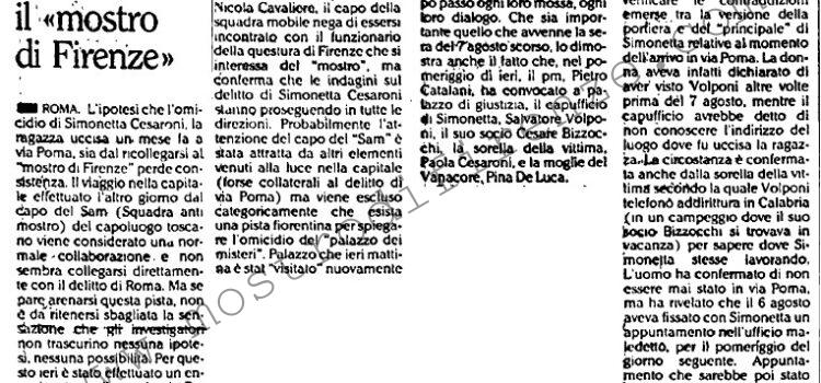 <b>8 Settembre 1990 Stampa: L’Unità – Via Poma Non c’entra il “mostro di Firenze”</b>