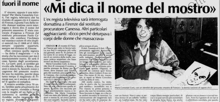 <b>9 Settembre 1990 Stampa: Stampa Sera – Il giudice convoca la Corti “Mi dica il nome del mostro”</b>