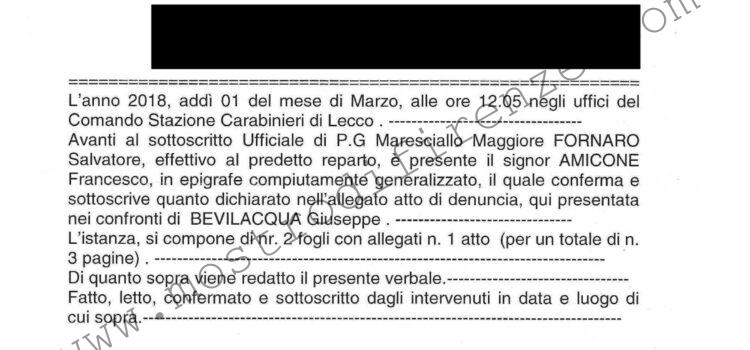 <b>1 Marzo 2018 Francesco Amicone denuncia Giuseppe Bevilacqua</b>