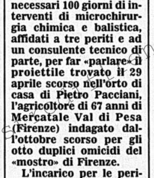 <b>7 Giugno 1992 Stampa: Corriere della Sera – “Mostro”, via alle perizie</b>