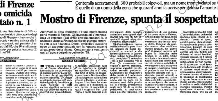 <b>26 Ottobre 1991 Stampa: L’Unità – Mostro di Firenze, spunta il sospettato n.1</b>