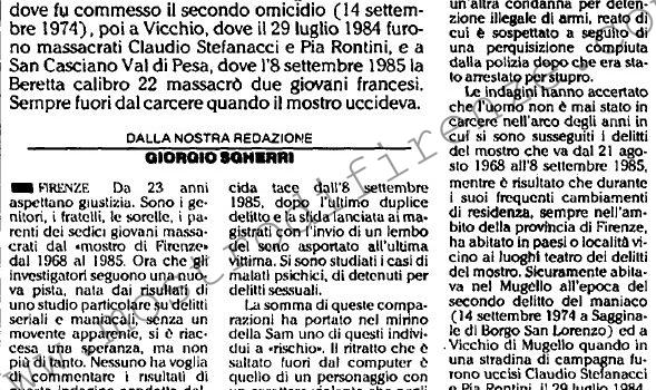 <b>27 Ottobre 1991 Stampa: L’Unità – Molti indizi per il “mostro” ma non si trova la pistola</b>